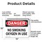 Signmission No Smoking Oxygen In Use OSHA Danger Sign, Aluminum, 14in W x 10in L, 2PK OS-2PACK-CL-A-1014-L-19995 - alternate 6